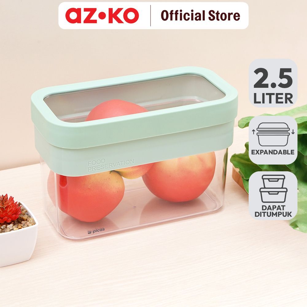 AZKO Picas Exta Stoples Plastik Transparan - Hijau Toples Jar Food Container Setoples Wadah Penyimpanan Kedap Udara