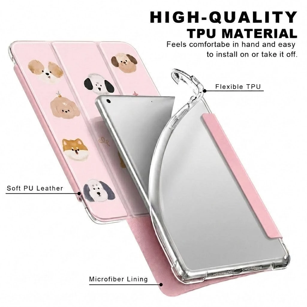 Clear Case Samsung Tab A11+ 11" / A9/A11 A7 LITE 8.7" / S7 S8 S9/S9FE 10.9" /A7 10.4" Casing Motif Sweet Dog Magnetic Auto Lock Anti Fingerprint - Gambar 2