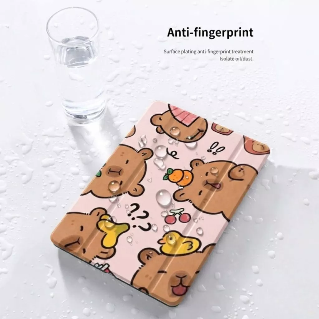 Flip Matte iPad Gen 11th / 10th 10.9" / Gen 7 8 9 10.2" / Pro 11 inch / Mini 1 2 3 4 5 6 / Air 4 5 6 Capybara Unyu Cover Trifold Magnetic Autolock Auto Sleep Wake - Gambar 3