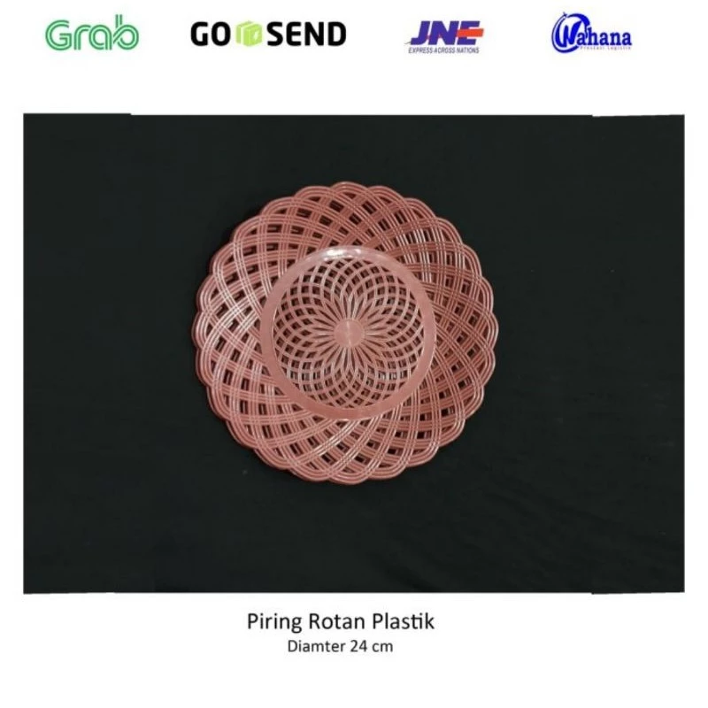 (BUBBLEWRAP) PIRING ROTAN ANYAM PLASTIK 22CM PER-LUSIN (12PCS) - Gambar 2