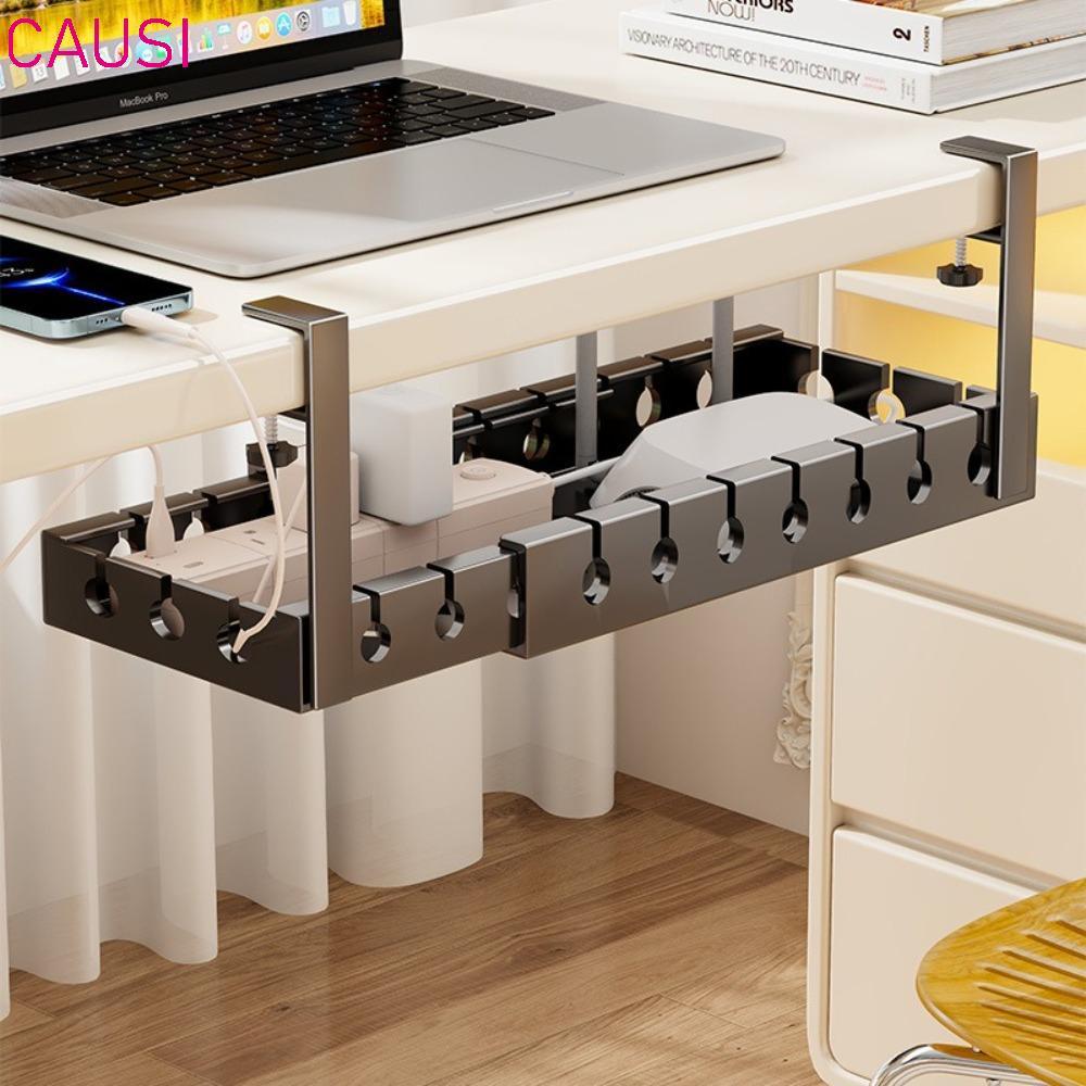 CAUSI Under Table Storage Rack, Sturdy Iron Extendable Cable Management ...