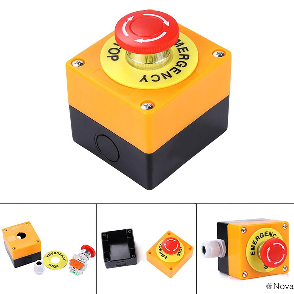 Red Sign Emergency Stop Push Button Sturdy Plastic Shell E-Stop Push ...