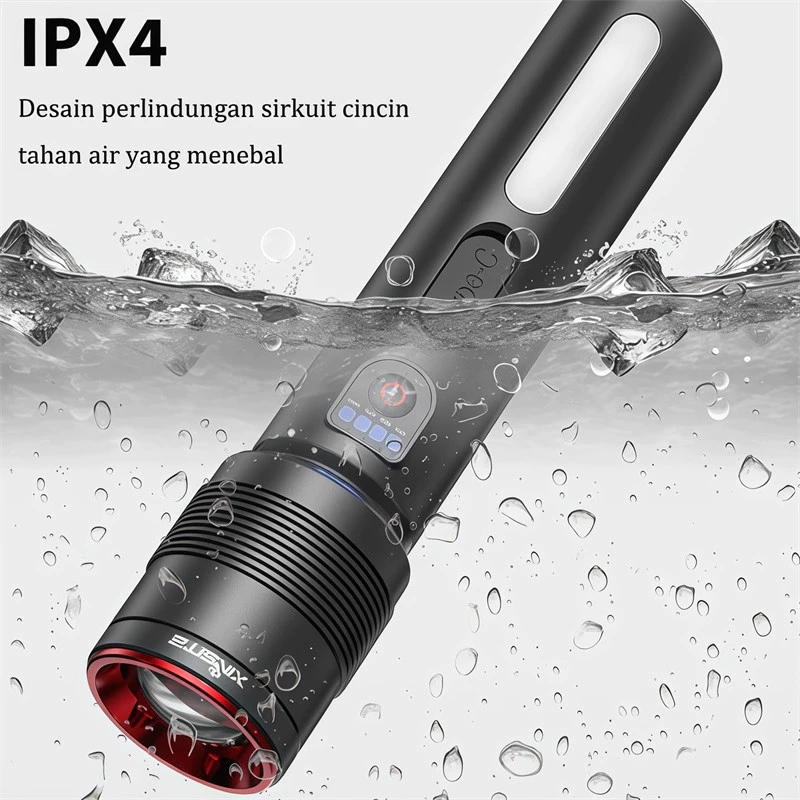 Flashlight Senter LED 80W Cahaya Super Terang Jarak Sorot Jauh Isi Ulang dengan Mode Cahaya Ganda - Gambar 4