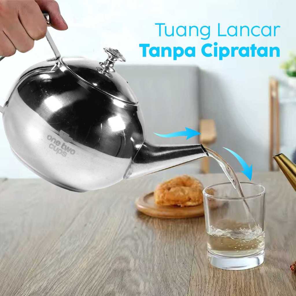 AKIEMSTR Teko Teh Stainless Steel Saringan Water Kettle Teapot 1L - A2 - Gambar 4