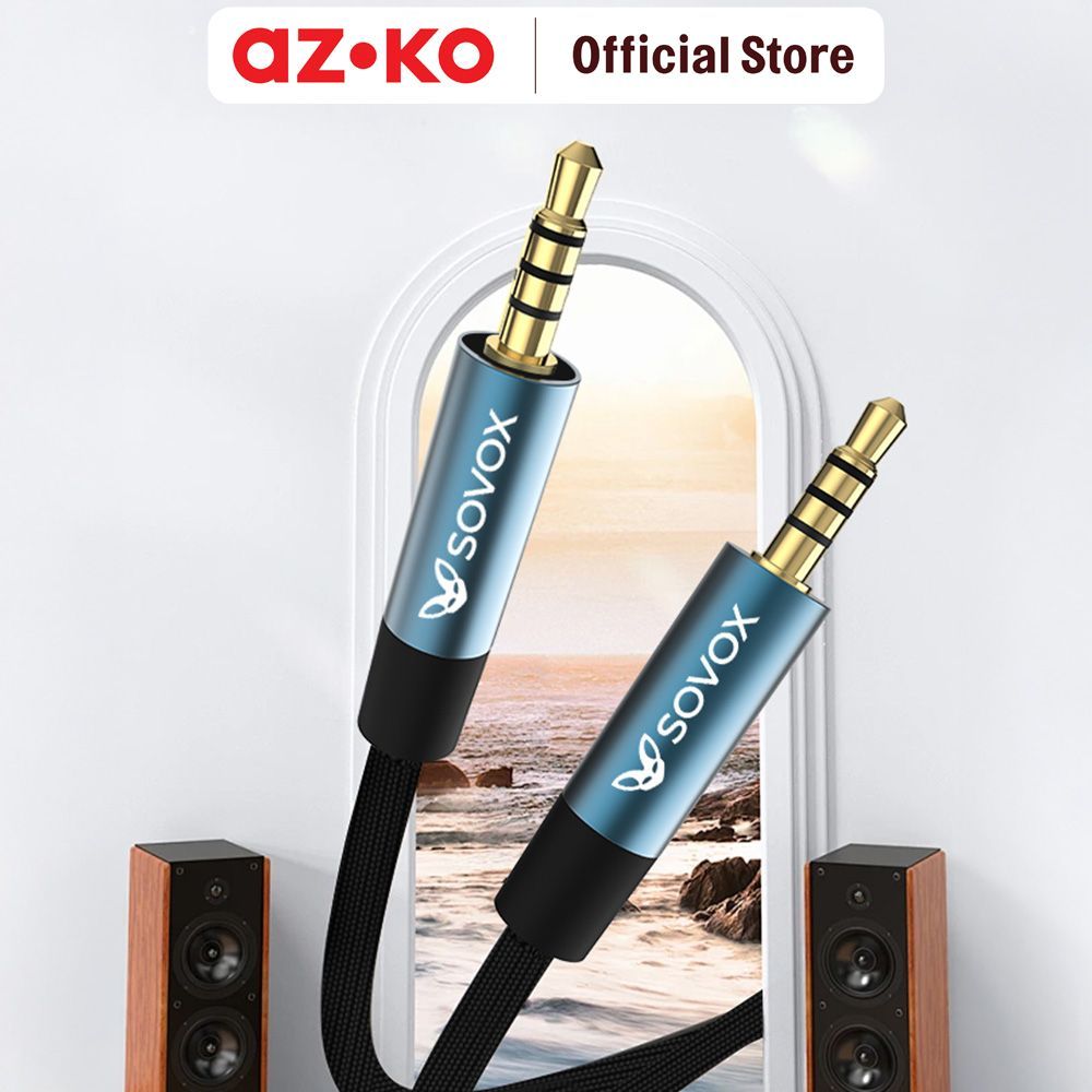 AZKO Sovox Kabel AUX 3.5 mm to 3.5 mm 1.5 Meter - Hitam Kabel Audio 3.5mm Aux Cable Kabel Jack Audio Kabel Stereo Audio - Gambar 3