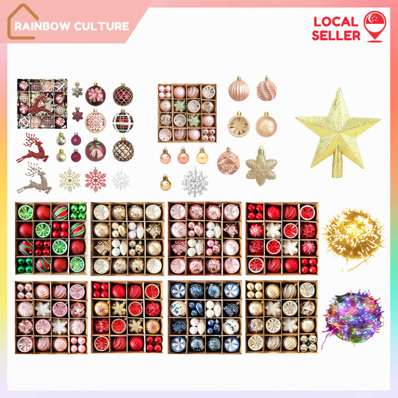 2025 Christmas Tree Balls Decorations Ornaments Lights Xmas Tree Star ...