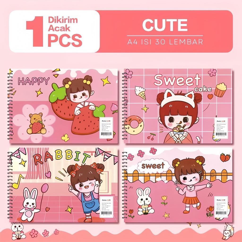 POPmaker Buku Gambar Anak A4 30 Lembar Spiral Bonus Stiker - Gambar 2