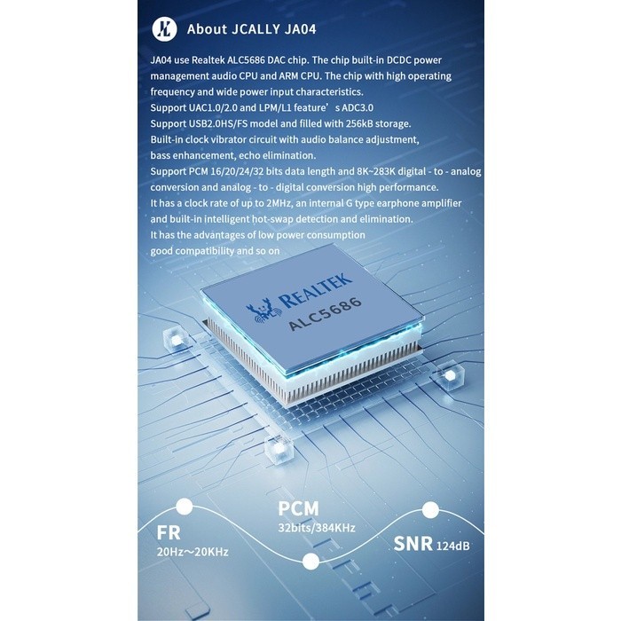 JCALLY JA56 / JA-56 HiRes Dongle DAC ALC5686 USB Type C to 3.5mm Jack Audio Converter - Gambar 4
