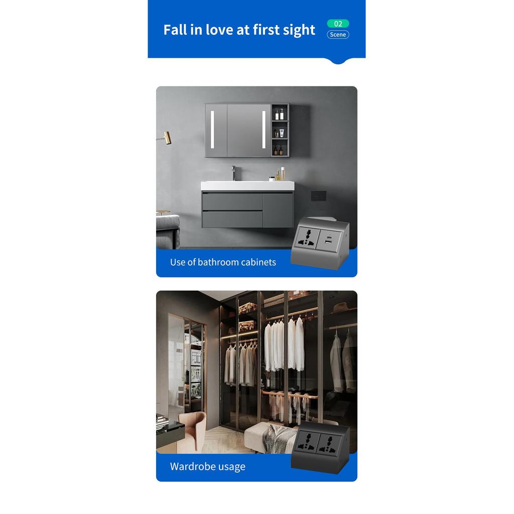FUNAYA Bathroom Mirror Cabinet Corner Socket Plug Laboratory Universal ...