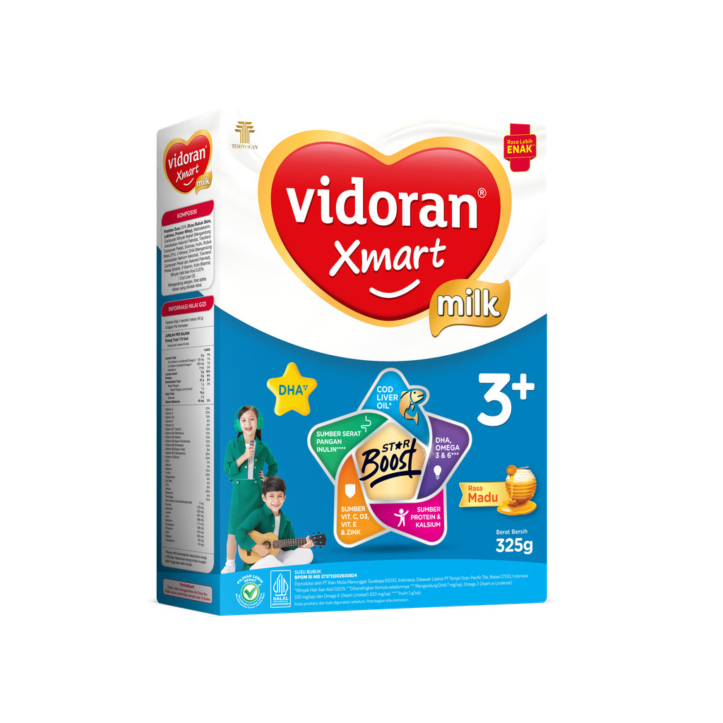 Vidoran Xmart 3+ 700g Madu + Vidoran Xmart 3+ 325g Madu - Gambar 3