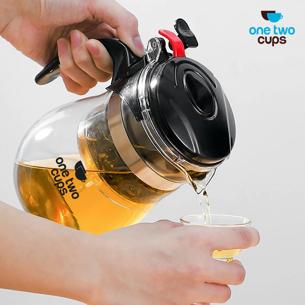 One Two Cups Teko Teh Kaca Borosilikat Saringan Tahan Panas Teapot 350ml - K1 -01 - Gambar 4