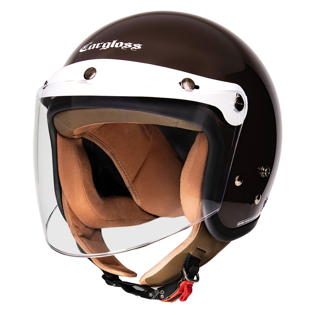 Cargloss CFH Hijab Retro Helm Half Face - Espresso Brown - Gambar 2