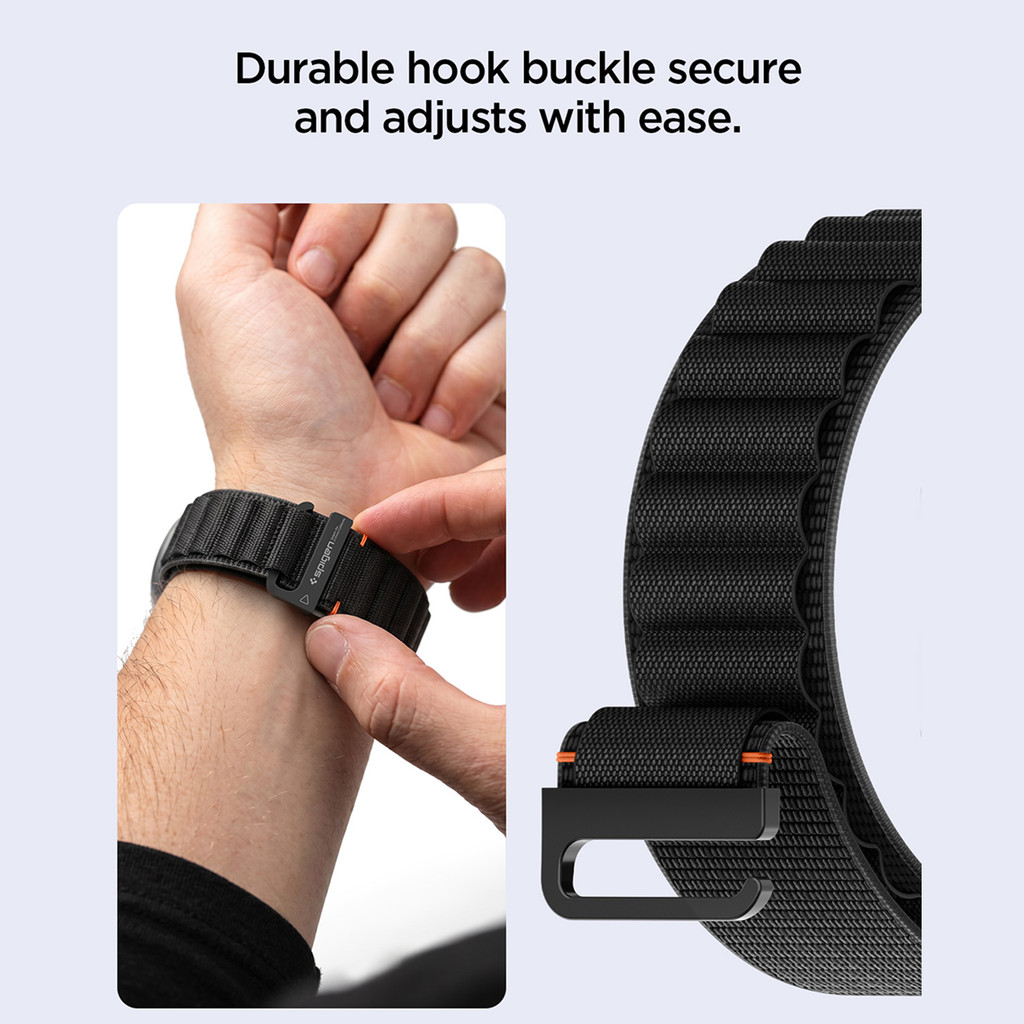 SPIGEN Strap for Samsung Galaxy Watch 9 8 40mm 44mm 46mm WBF1 Nylon Fabric Black Band - Gambar 4