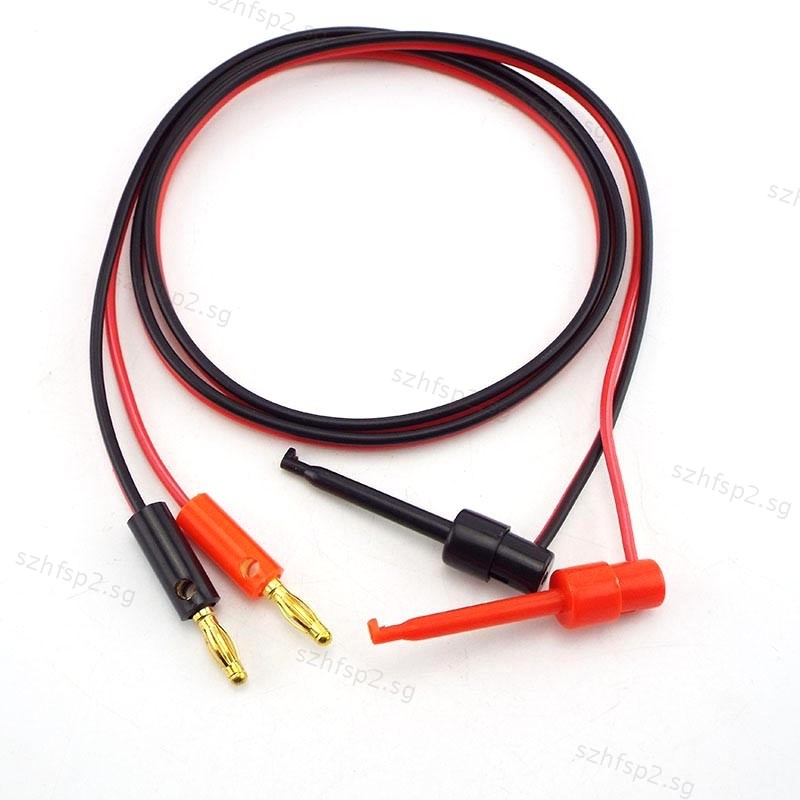 1 Pair 1M Test Lead 4mm Banana Plug to Electric Hook Clip Cable Gold ...
