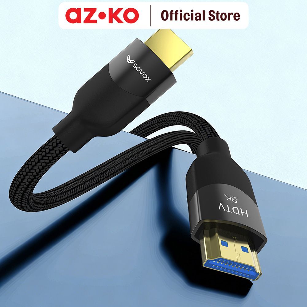 AZKO Sovox Kabel HDMI Premium 8K 2 Meter - Hitam Video Connector Sambungan Monitor Kabel Display Audio Visual - Gambar 2
