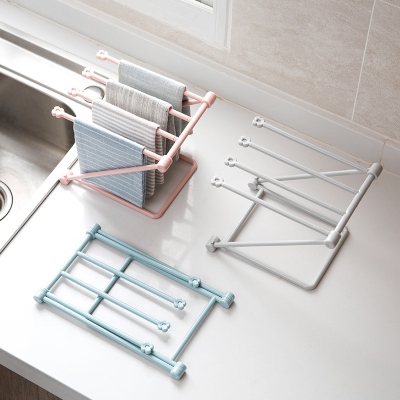 Z Desktop Folding Vertical Rag Storage Rack Kitchen Dishwashing Towel ...