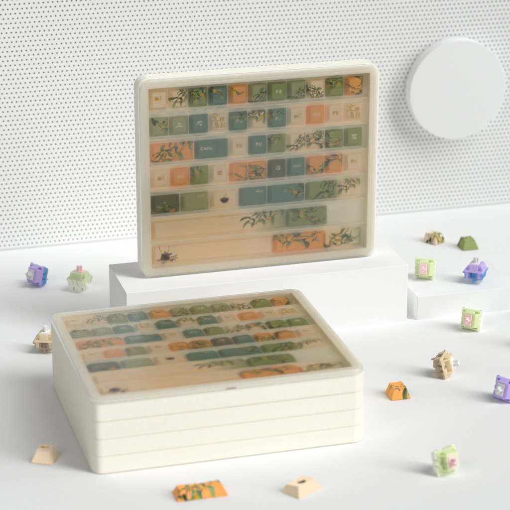 Keycap Storage Box Milk White/Black/Pink/Purple Anti-dust Multi-Layer ...