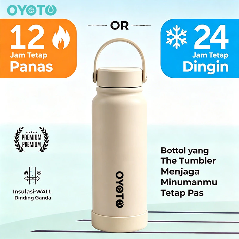 OYOTO Tumbler Botol Minum Termos Cup Tahan Dingin With Handle Vacuum Insulated Kapasitas 600ML/800ML/1000ML - Gambar 2