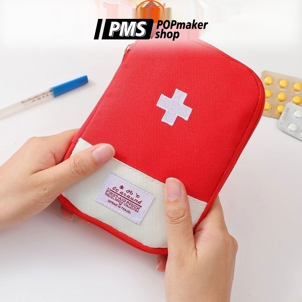 PoPmaker shop kotak obat mini p3k persegi travel pouch praktis ringkas portabel aman untuk perjalanan darurat H1066 COD - Gambar 4