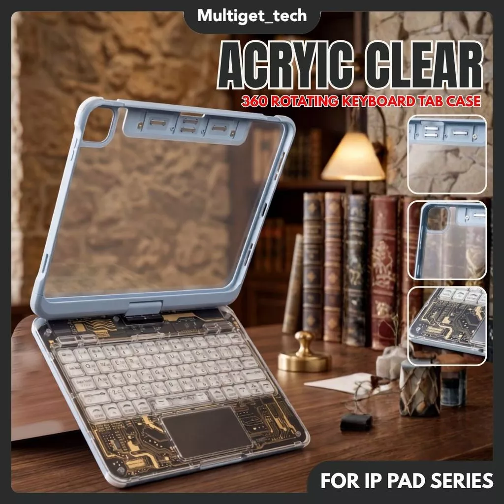 Magic Keyboard Case Bluetooth Transparan Magnetic iPad Gen 10th 10.9" AIR 4 5 6 10.9" PRO 11 Inch Anti Bentur Slim Shockproof