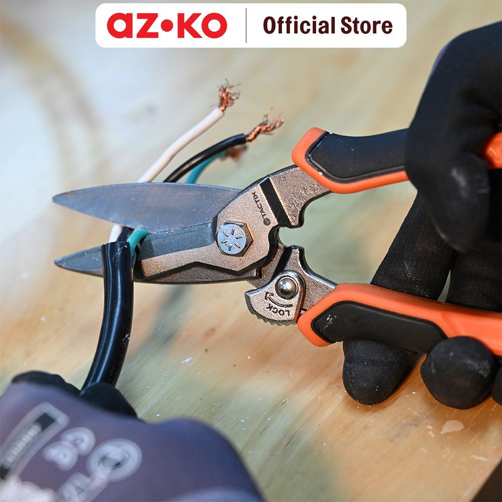 AZKO Tactix Gunting Industrial Serbaguna - Oranye Scissor Shears Snips Alat Potong Pemotong Cutting Tool - Gambar 3