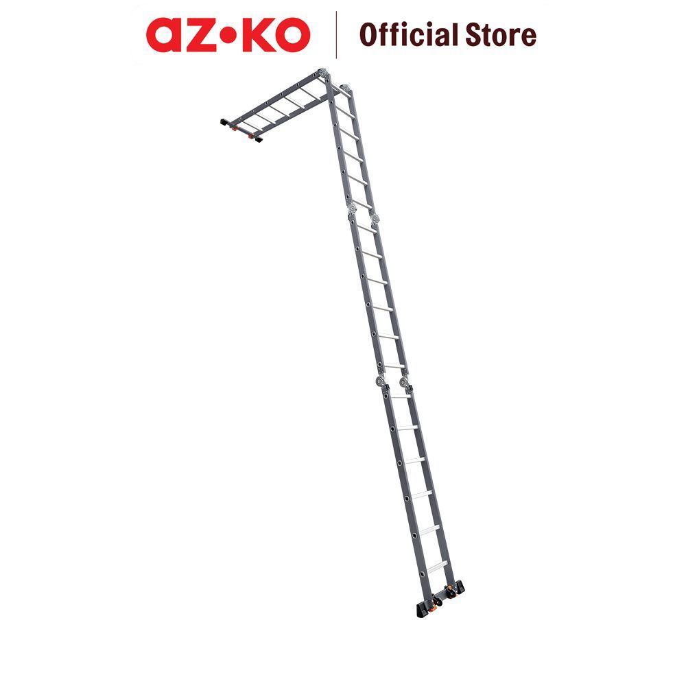 AZKO Fixsteps Tangga Lipat Aluminium - Abu-Abu Folding Ladder Step Ladder Tangga Portable Foldable Steps Alat Panjat - Gambar 3