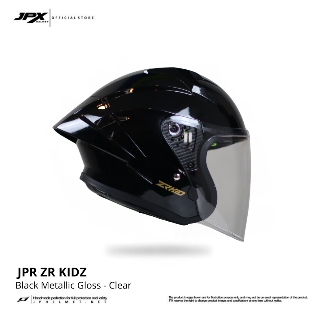 Helm Halfface JPR ZR Kidz Original Full ABS SNI - Black Metallic - Gambar 2