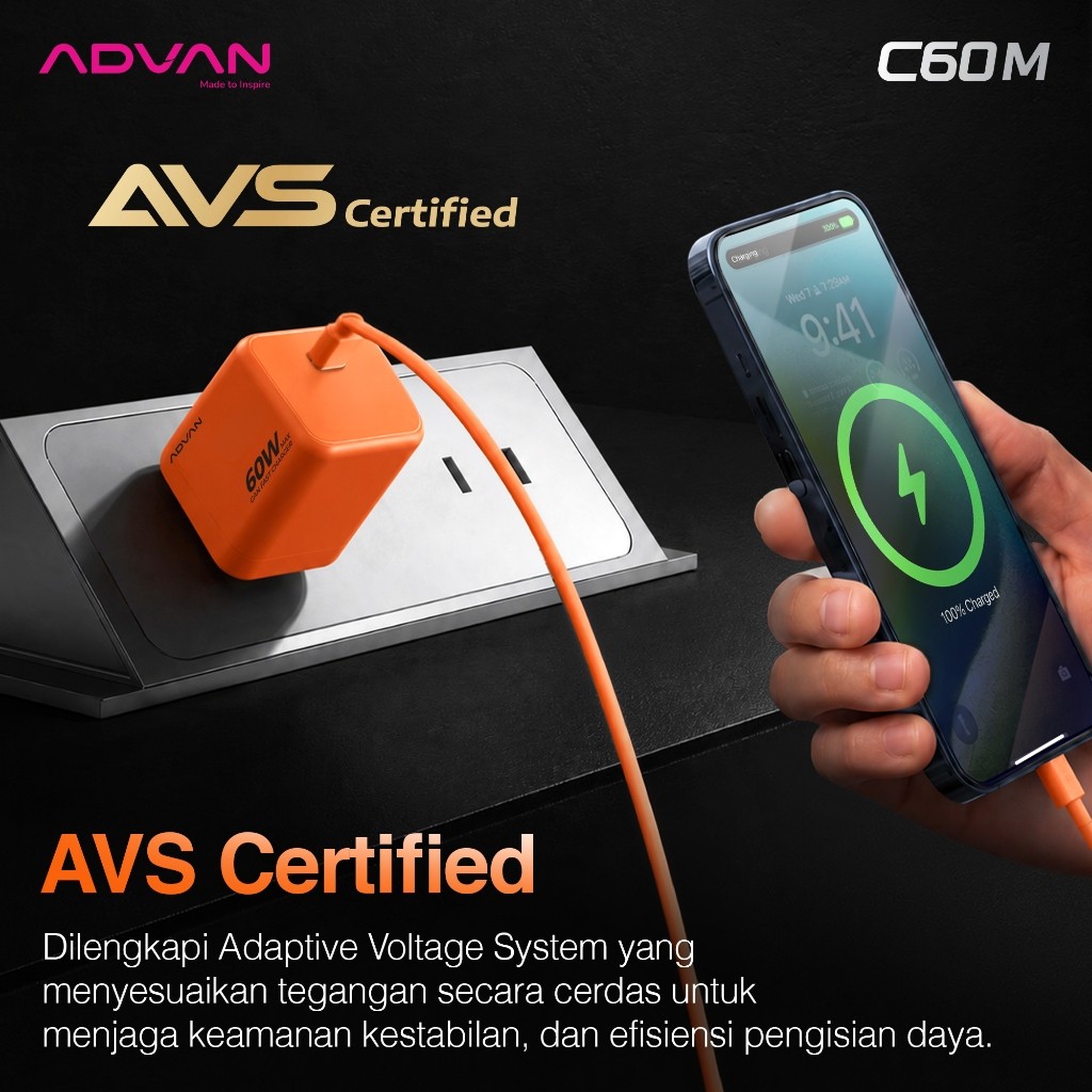 ADVAN C60M / C-60M / C60 M Charger USB-C untuk iPhone iPad Ultra Mini GaN Fast Charging PD PPS AVS - Gambar 3