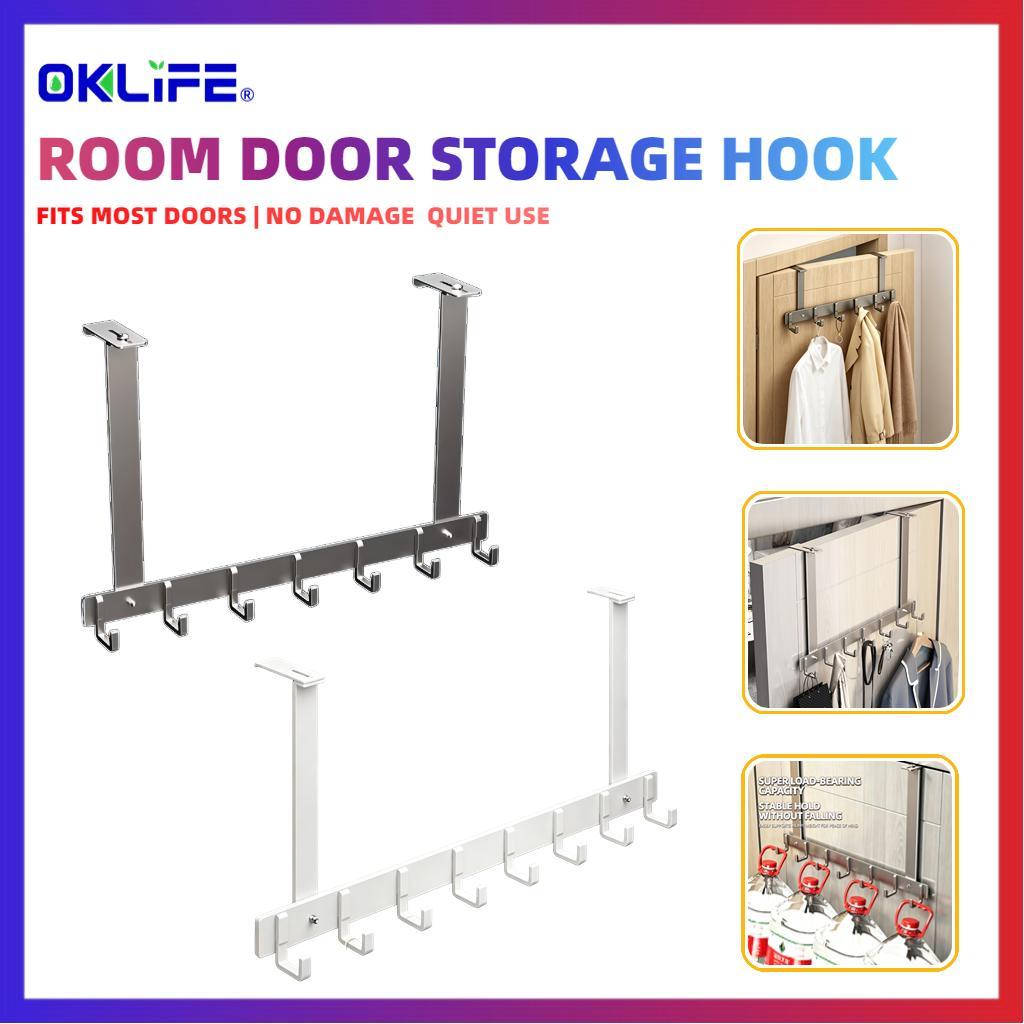 Over‑Door Hanging Hook Rack Adjustable No‑Punch Door Back Organizer Hanger for Coat Towel Bag Hat Storage