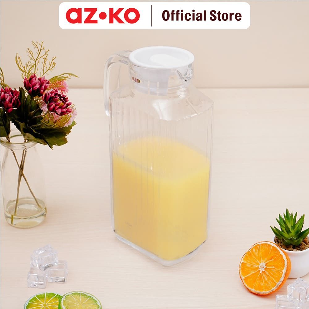 AZKO Culinart Teko Minum Kaca Dengan Tutup 1.7 Liter Transparan Water Jug Pitcher Air Carafe Minum Jug Rumah - Gambar 2