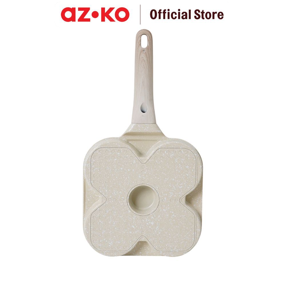AZKO Culinart Wajan Penggorengan Telur 4 Cetakan Round Aluminium - Krem Frying Pan Skillet Pan Goreng Teflon Goreng - Gambar 4
