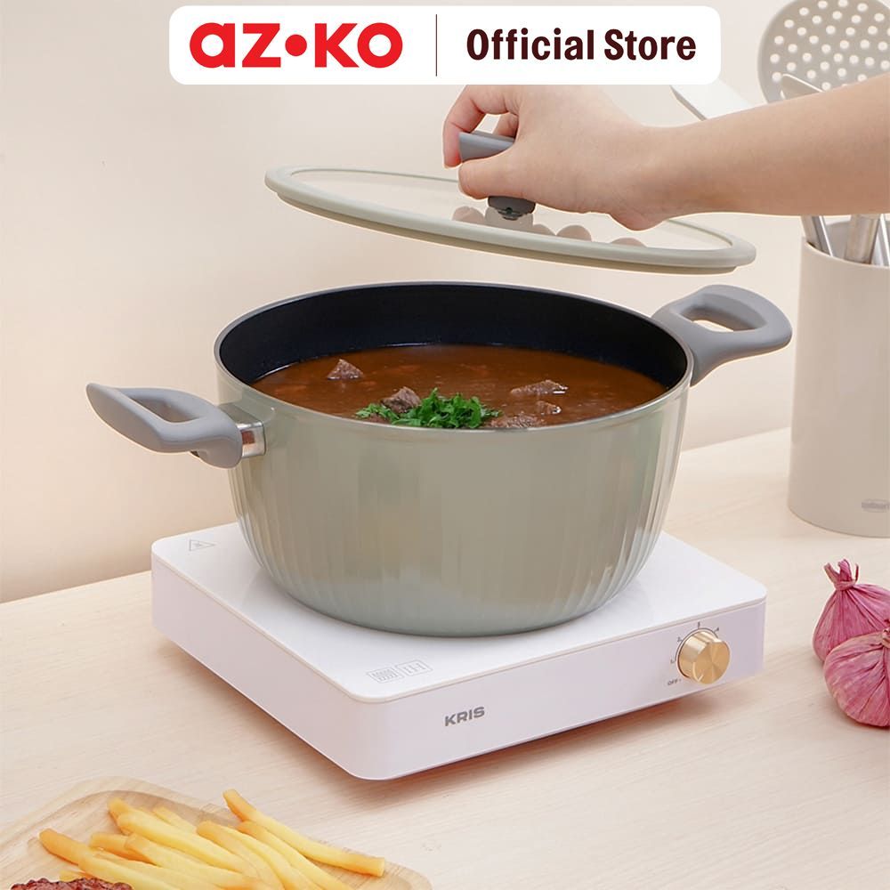AZKO Culinart Linea Panci Casserole Dengan Tutup Non-Stick Coating Casserole Pot Cooking Stew Panci Masak Covered Cookware Braising Dish - Gambar 3