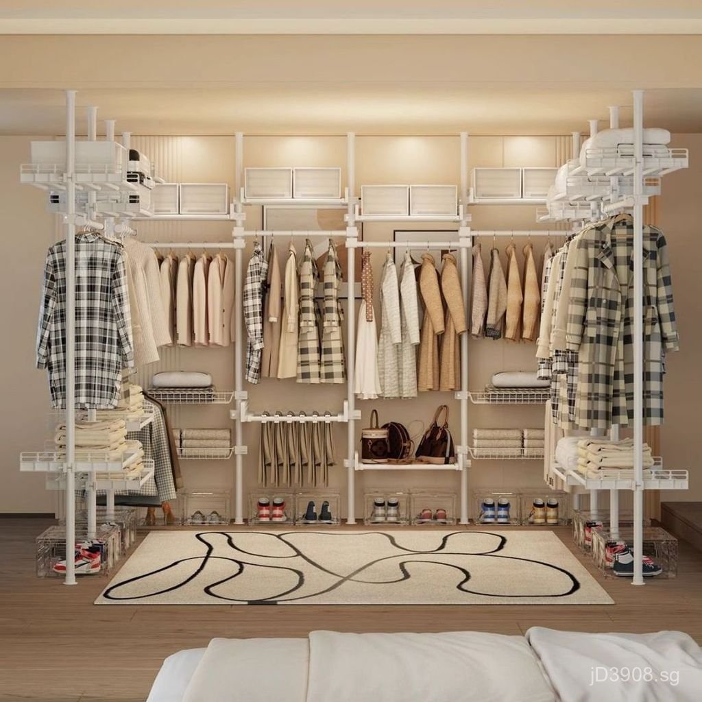 Wardrobe Vertical Rod Hanger Storage Rack No Drilling No Adhesive ...