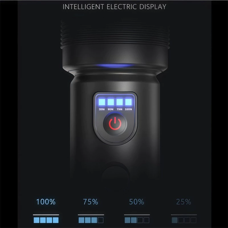Flashlight Senter LED 80W Jarak Sorot Jauh Baterai Tahan Lama Multifungsi Portabel Tahan Air Outdoor - Gambar 3