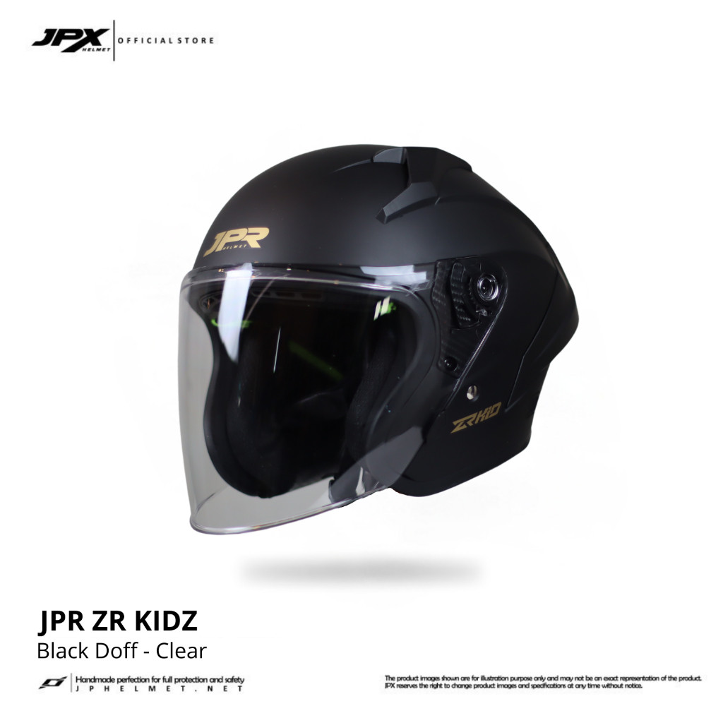 Helm Halfface JPR ZR Kidz Original Full ABS SNI - Black Doff - Gambar 3