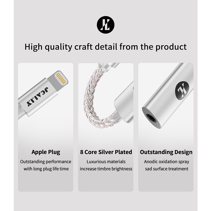 JCALLY JM7L / JM-7L / JM 7L HiRes Dongle DAC Audio Digital Adapter Lightning to Jack 3.5mm - Gambar 3