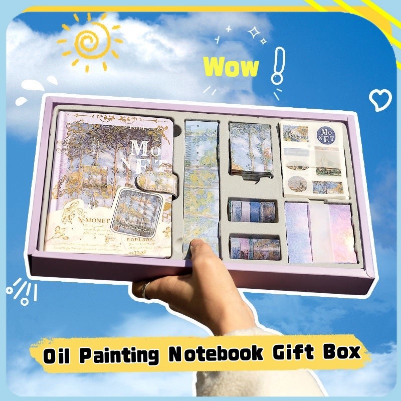 SG STOCK High-Quality Oil Painting Notebook Gift Box Set Diary Set ...