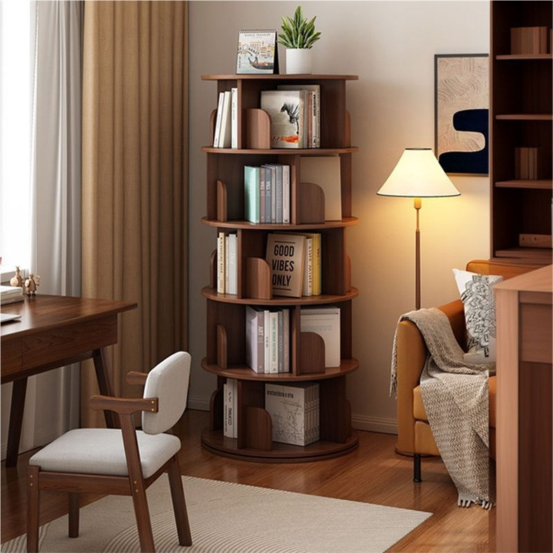 Rotating Bookshelf Home Round Creative Storage Rack 360 Degree Bookcase ...