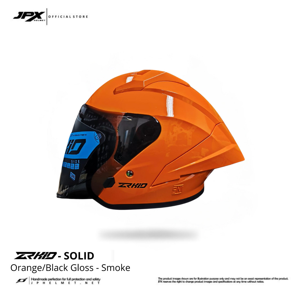 Helm Halfface JPR ZR Kidz Original Full ABS SNI - Orange/Black Gloss