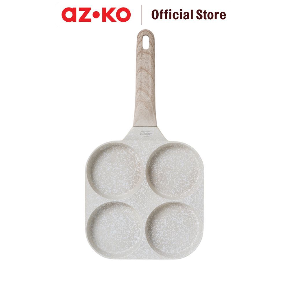 AZKO Culinart Wajan Penggorengan Telur 4 Cetakan Round Aluminium - Krem Frying Pan Skillet Pan Goreng Teflon Goreng - Gambar 2