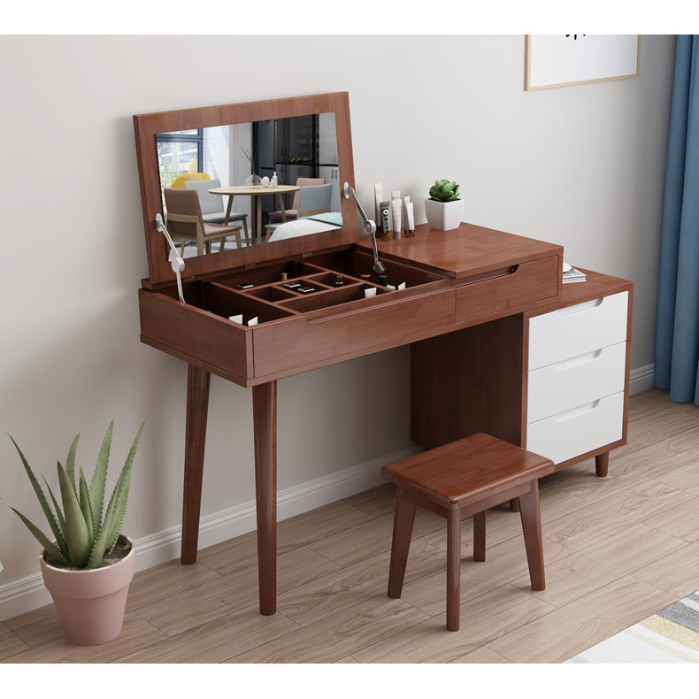 Nordic Solid Wood Dressing Table Bedroom Large Small Apartment Modern ...