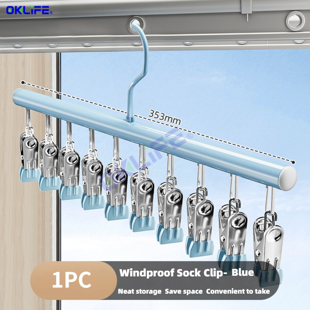 Windproof Laundry Drying Rack Non Marking Multiclip Hanger For Socks Underwear Clothes Drying Clip Rack view 10