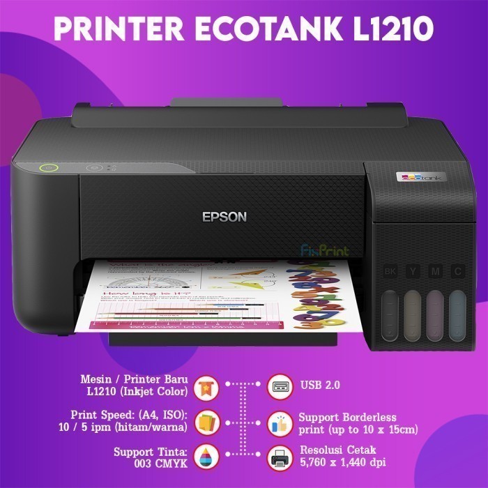 FixPrint Printer Epson EcoTank L3210 L3211 All In One / / Scanner Flatbed Perfection V39II / L121 Print Only A4 New Original Ink Tank 664 Pengganti - Gambar 3