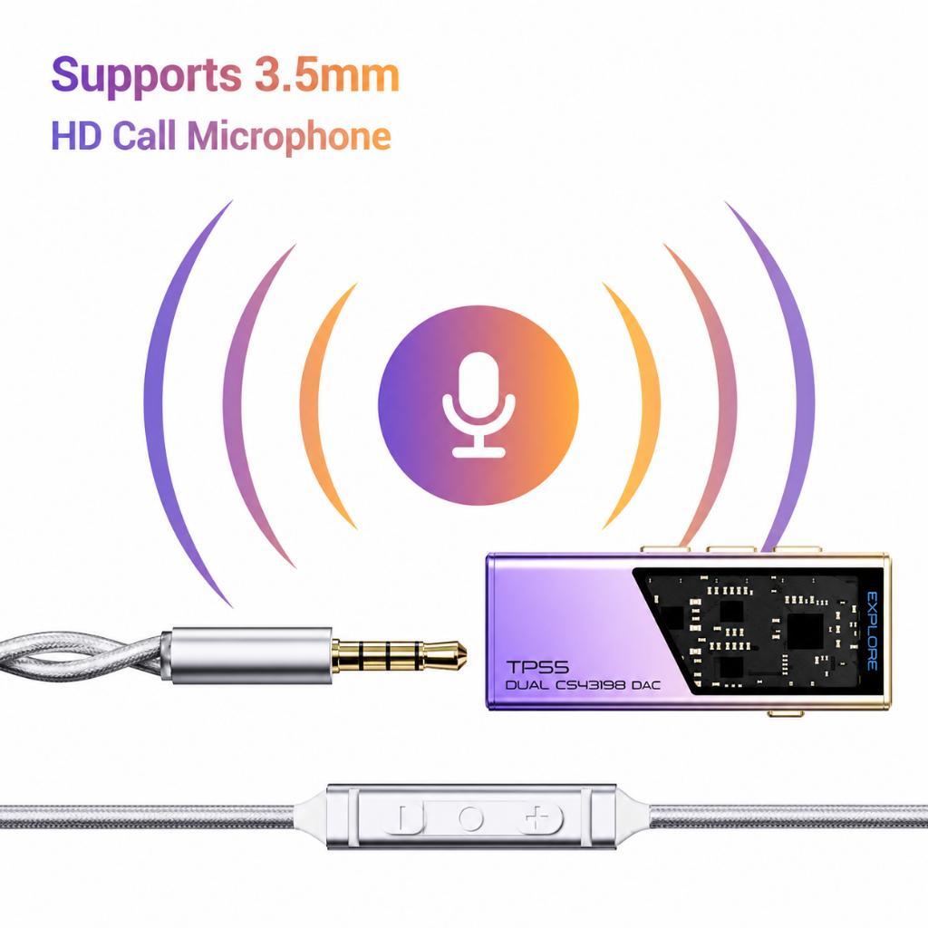EPZ TP55 Dual CS43198 Portable DAC AMP USB C to 3.5mm & 4.4mm Hi-Res Audio Decoder - Gambar 2