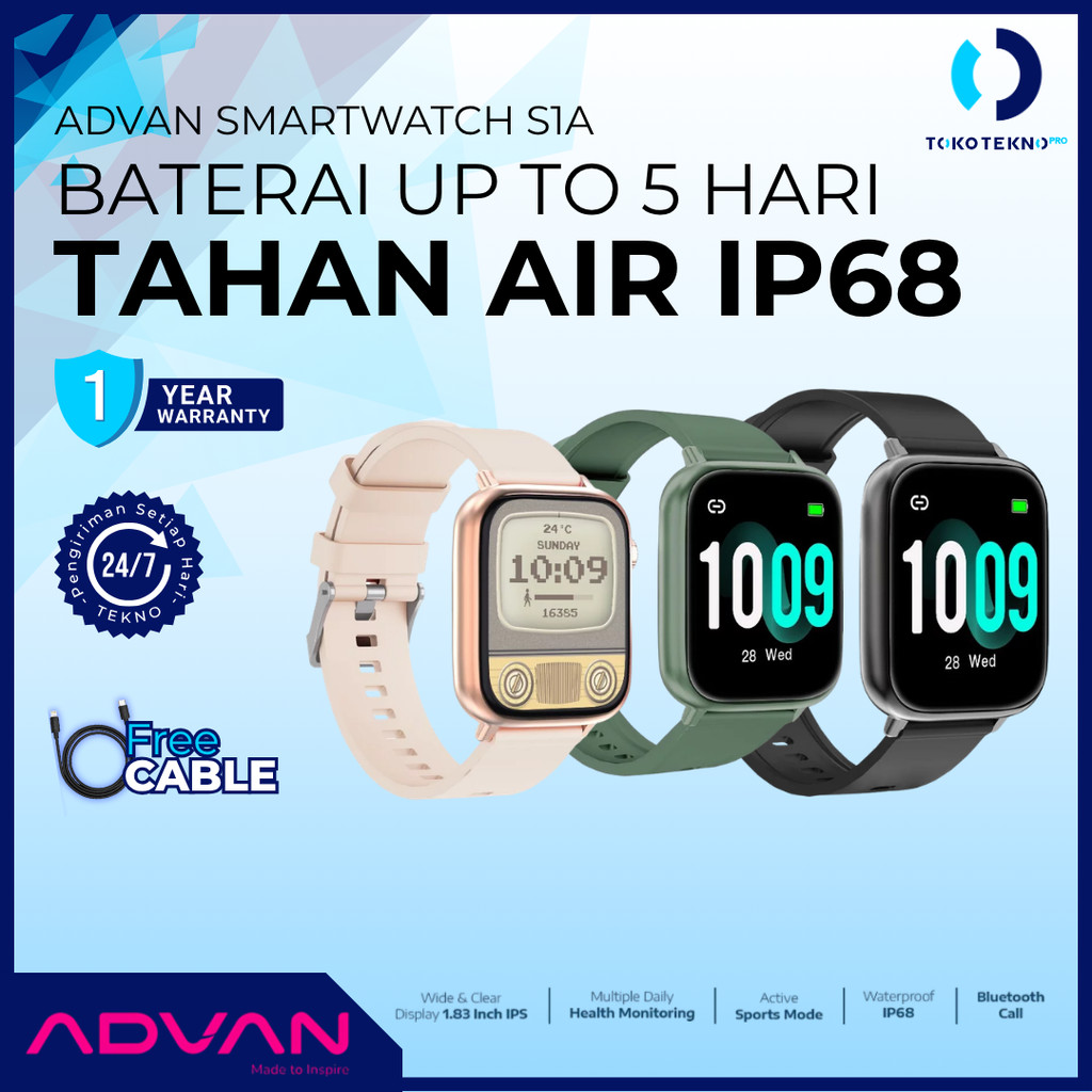 ADVAN Smartwatch S1A / S1-A IPS Display 1.83" Touchscreen Waterproof IP68 Bluetooth Call Health Monitoring