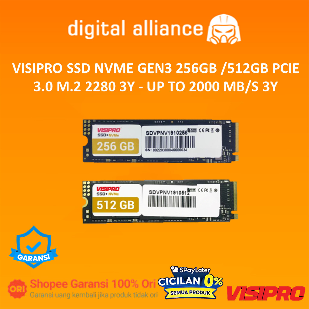VISIPRO SSD NVME GEN3 256GB /512GB PCIE 3.0 M.2 2280 3Y - UP TO 2000 MB ...