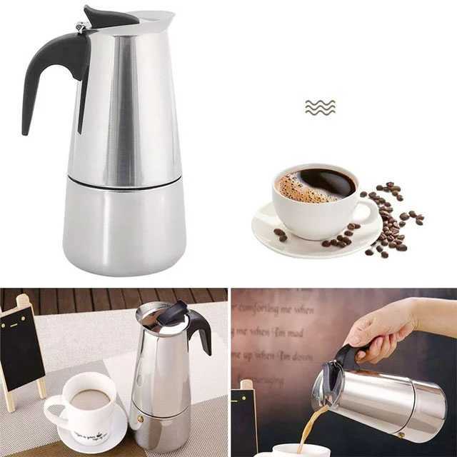 AKIEMSTR Moka Pot Teko Kopi Espresso Coffee Stovetop 6 Cup 300ml - Z20 - Gambar 4