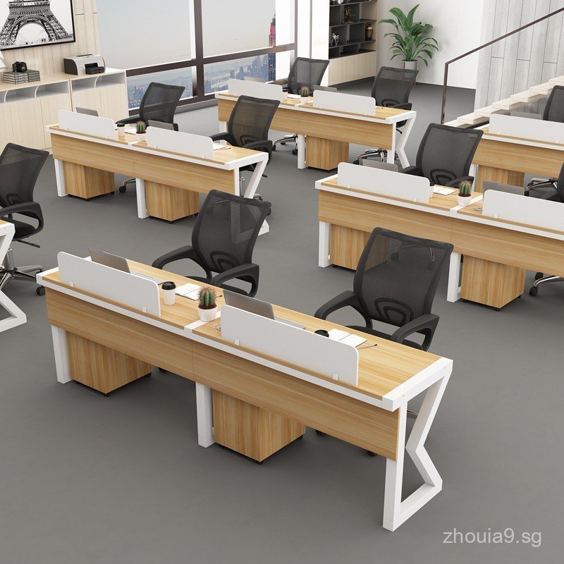 Staff Desk with Partition, Employee Workstation Side-by-Side Reinforced ...