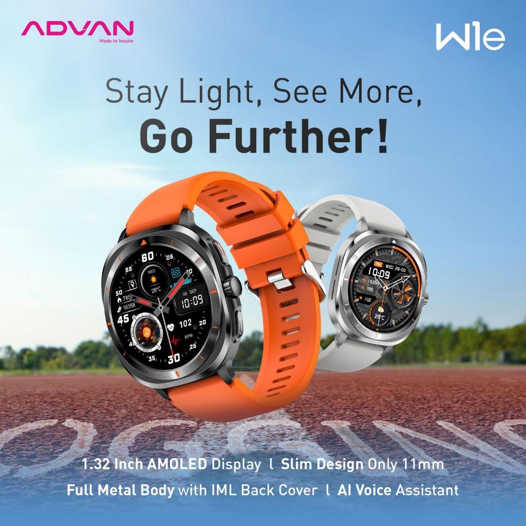 ADVAN Smartwatch W1E / W1-E AI Voice Assistant AMOLED Display 1.32” Bluetooth Call Waterproof IP68 Slim Design Ultra Light Metal Body 30 Days Standby Time 100+ Sports Mode Original - Gambar 2