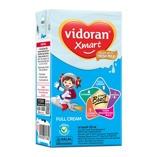 Vidoran Xmart UHT Susu Cair Full Cream [40pcs / 115 ml] - Gambar 2